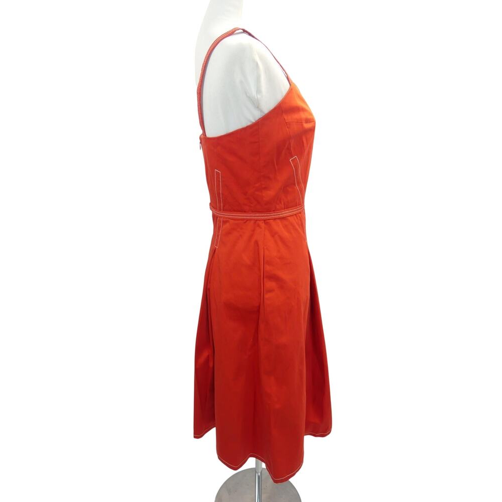Vintage Carolina Herrera Tomato Red Box Pleated Dress - Picture 4 of 5